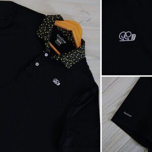 Good Good Performance Golf Polo Shirt Men's Medium Black Flagstick Print Trim